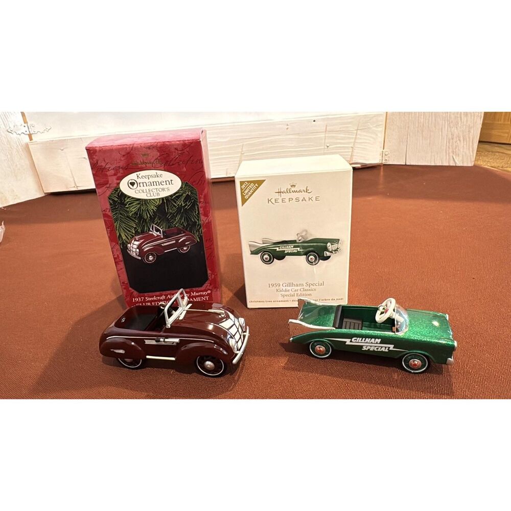 Hallmark Keepsake Ornaments Christmas1937 Steelcraft Airflow & 1959 Gillham